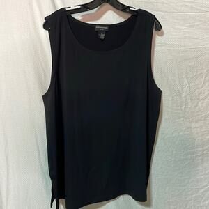 Sutton Studio 1x black tunic modest scoop neck wide shoulder strap euc washable